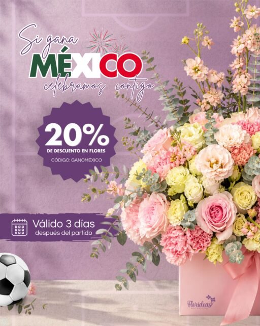 🇲🇽🎉 ¡GANÓ MÉXICO! 🎉🇲🇽Y en Florideas lo celebramos contigo 💚🤍❤️Porque cuando gana México… ¡florecen los momentos! ✨ 20% de descuento en flores ✨⏳ Válido solo por 3 días después del partido Escríbenos, agenda tu pedido y menciona el código: GANOMEXICO📲 WhatsApp: https://wa.link/s1glww📞 (998) 287 3704🌐 www.florescancun.com.mx#OrgulloMexicano #México #Flores #ArreglosFlorales #FloresADomicilio